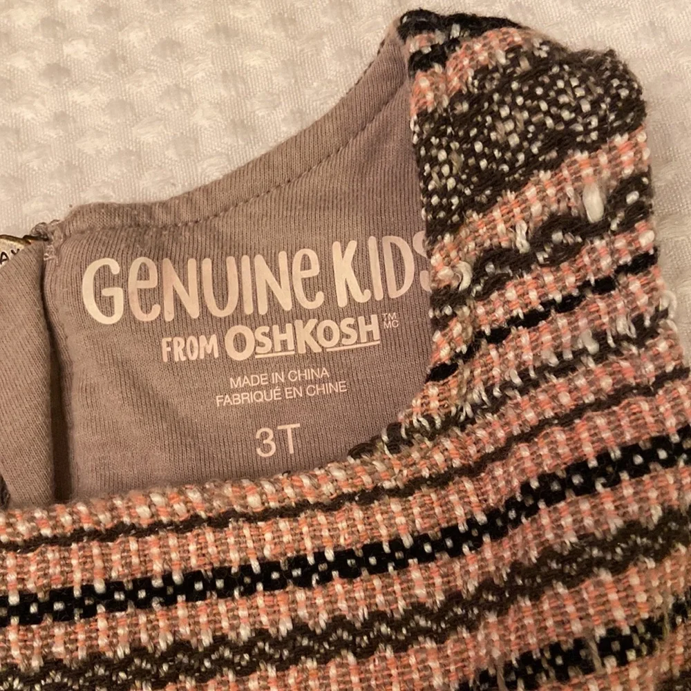 GENUINE KIDS by OSH KOSH Size 3T Girls Tweed Jumper Dress Pink Gray